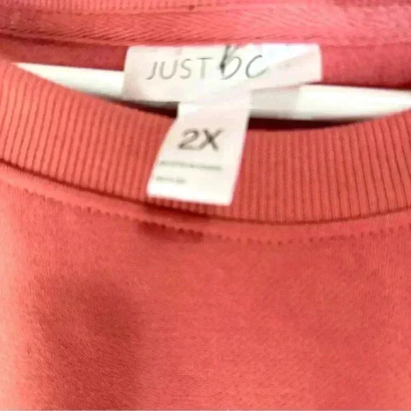 Just Be Plus Size Pullover Raglan Fleece Mineral Red Sweatshirt - Picture 3 of 6